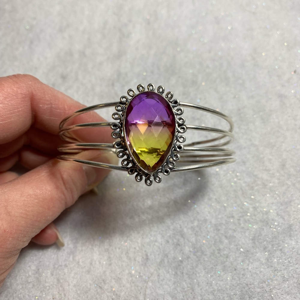 Ametrine in sterling silver cuff bracelet